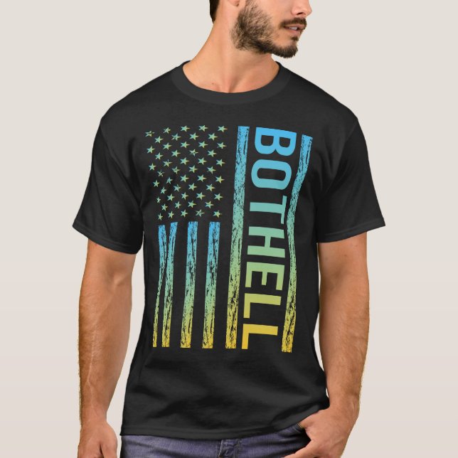 T-shirt Drapeau bleu jaune USA - Bothell (Devant)