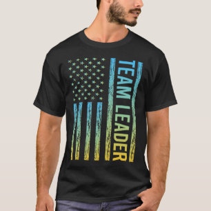 T-shirt Drapeau bleu jaune USA - Chef d'équipe
