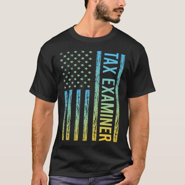 T-shirt Drapeau bleu jaune USA - Examinateur fiscal (Devant)
