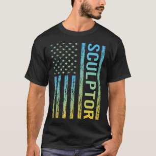 T-shirt Drapeau bleu jaune USA - Sculpteur