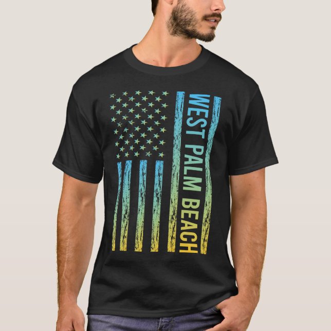 T-shirt Drapeau bleu jaune USA - West Palm Beach (Devant)