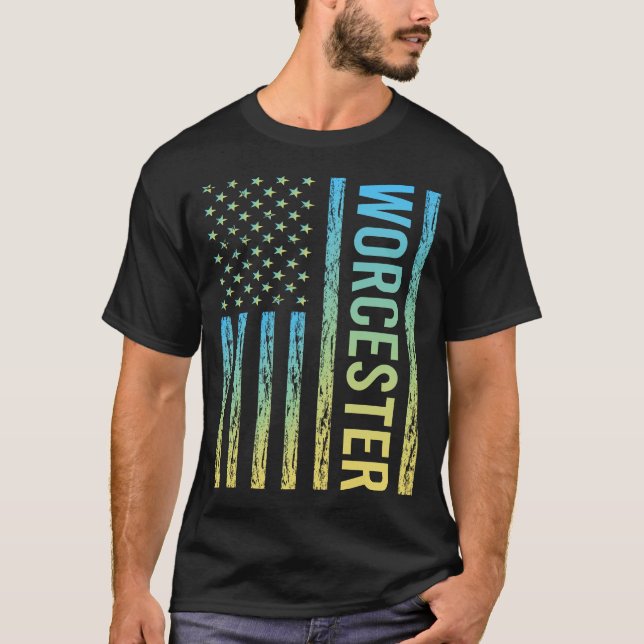 T-shirt Drapeau bleu jaune - Worcester (Devant)