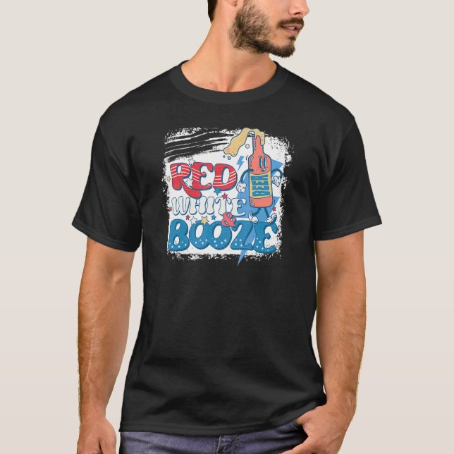 T-shirt Drapeau Bleu Rouge Blanc Et Boze Américain 4e De (Devant)
