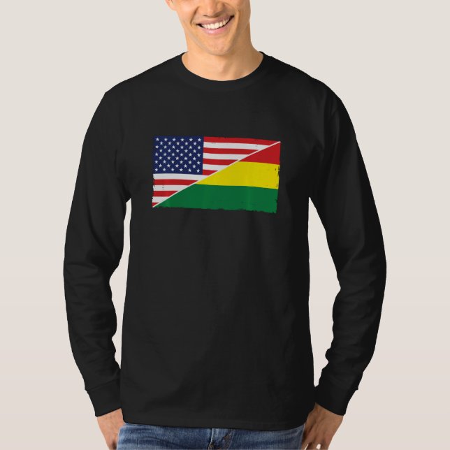 T-shirt Drapeau Bolivie Et Drapeau États-Unis Racines Ancê (Devant)