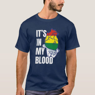 T-shirt Drapeau bolivien Coeur Sang Veines Main Bolivie
