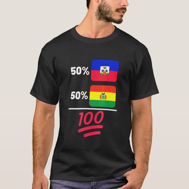 T-shirt Drapeau bolivien plus haïtien (Devant)
