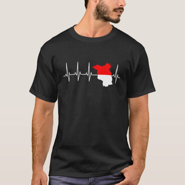 T-shirt Drapeau Brandebourg ECG Heartbeat pour Brandenburg (Devant)