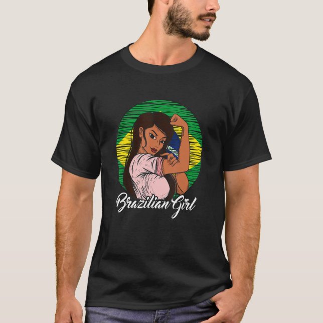 T-shirt Drapeau Brésil Brésilienne Fille 2 (Devant)