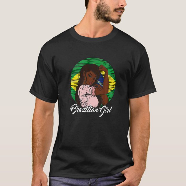 T-shirt Drapeau Brésil Brésilienne Fille 2 (Devant)