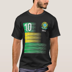 T-shirt Drapeau Brésil Numéro 10 Brésil Football Hommes Fe