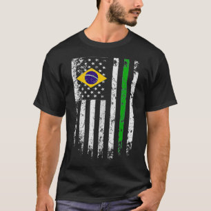 T-shirt Drapeau brésilien américain T Pride Brésil USA Tee