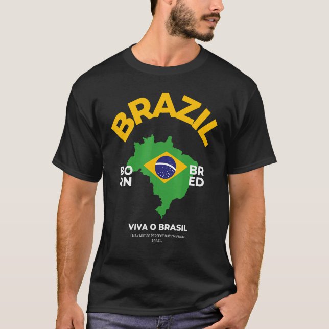 T-shirt Drapeau Brésilien Idée Pour Hommes & Carte Brésili (Devant)