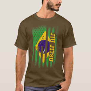 T-shirt Drapeau Brésilien Jiu Jitsu Brasilien Et Américain