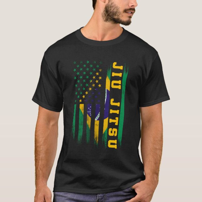 T-shirt Drapeau brésilien Jiu Jitsu Brésil États-Unis (Devant)