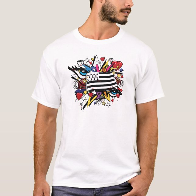 T-shirt Drapeau Bretagne Breizh graffiti Breton graff (Devant)