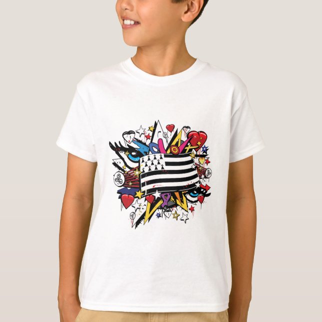 T-shirt Drapeau Bretagne Breizh graffiti breton graff (Devant)