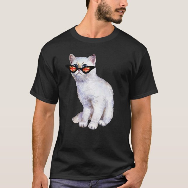 T-shirt Drapeau britannique Angleterre Silver Cat Sung (Devant)