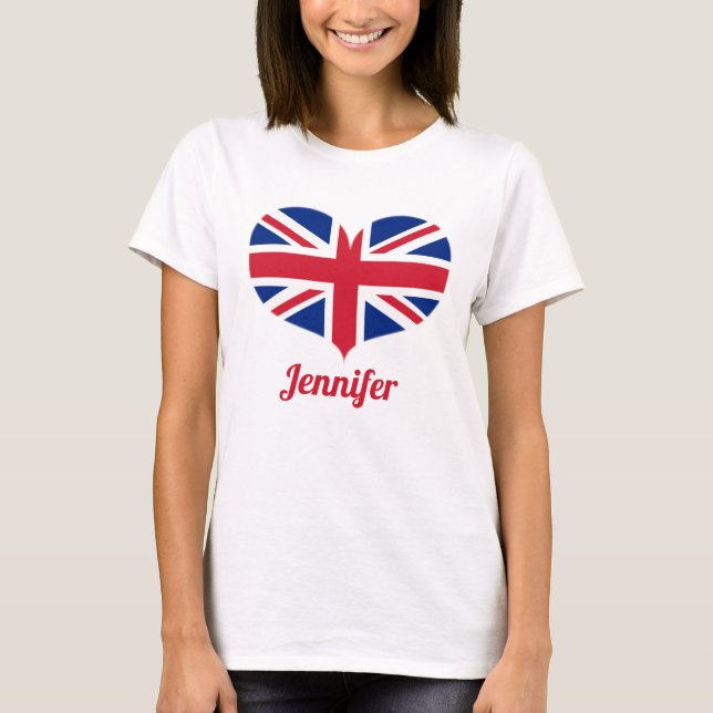 T-shirt Drapeau britannique en forme de coeur | Personnali (Devant)