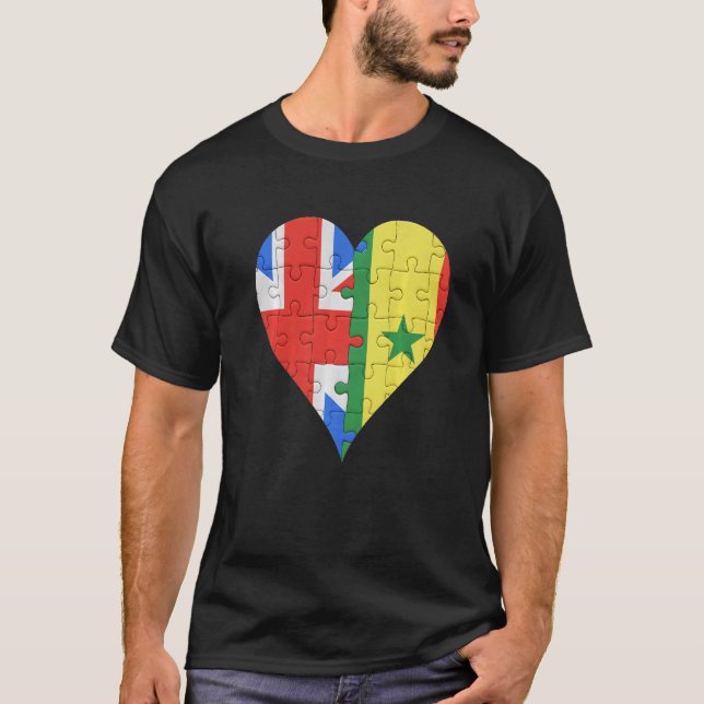 T-shirt Drapeau britannique sénégalais Coeur (Devant)