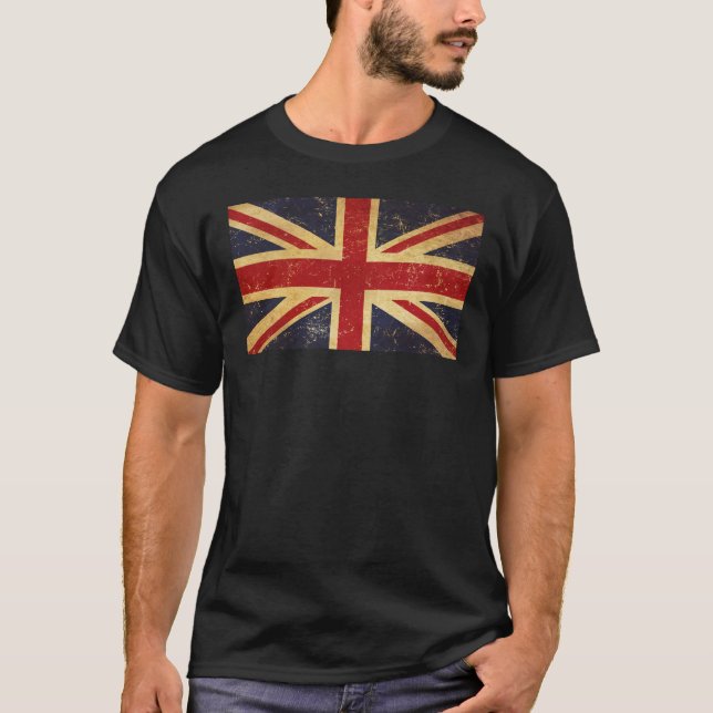 T-shirt Drapeau britannique Union Jack Vintage noir (Devant)