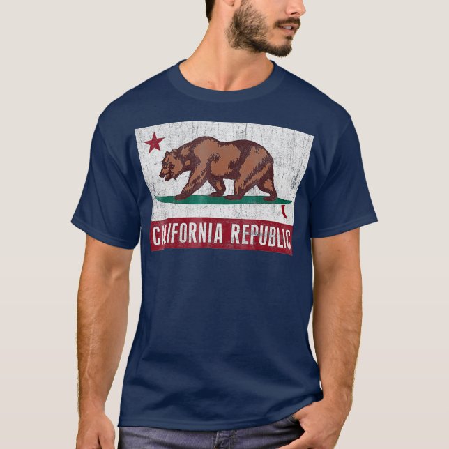 T-shirt Drapeau California Republic Bear sur Surboard (Devant)