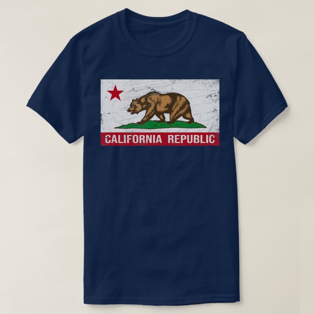 T-shirt Drapeau Californie CA Distorsion Design C (Design devant)