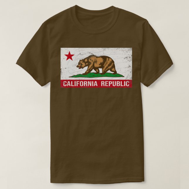 T-shirt Drapeau Californie CA Distorsion Design C (Design devant)