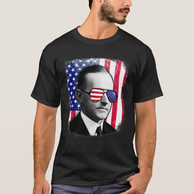 T-shirt Drapeau Calvin Coolidge Us 4 juillet (Devant)