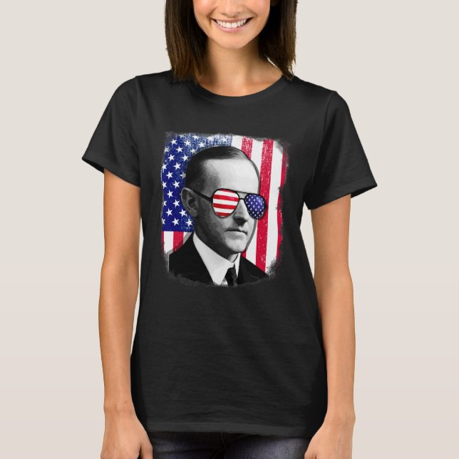 T-shirt Drapeau Calvin Coolidge Us 4 juillet (Devant)