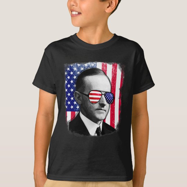 T-shirt Drapeau Calvin Coolidge Us 4 juillet (Devant)