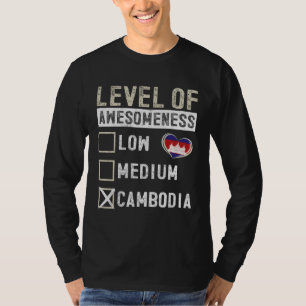 T-shirt Drapeau Cambodge Cambodgiens Niveau de génialité