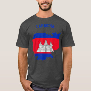 T-shirt Drapeau cambodgien à l'intérieur de la carte du Ca