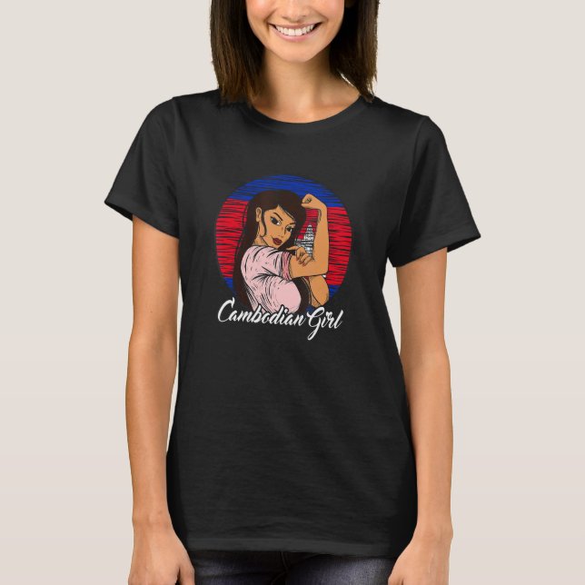 T-shirt Drapeau cambodgien Cambodge fille cambodgienne (Devant)