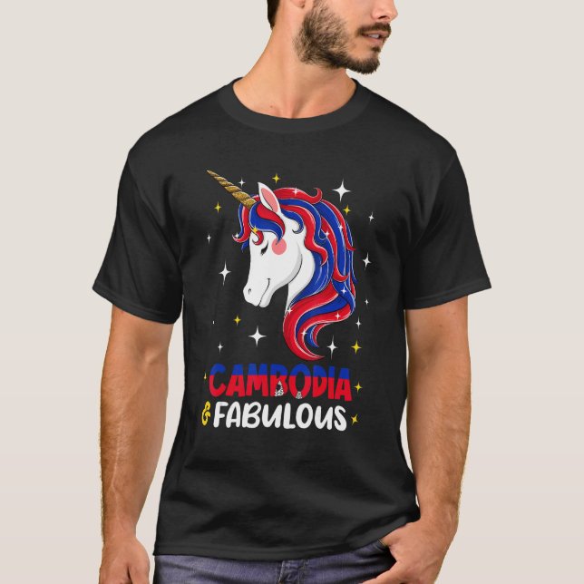T-shirt Drapeau cambodgien Femmes de la licorne (Devant)