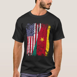 T-shirt Drapeau camerounais à moitié américain