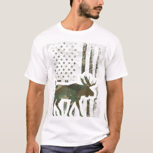 T-shirt Drapeau Camo Américain Cadeau De Chasse D'Oies Pou