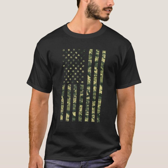 T-shirt Drapeau Camo Américain Usa Camouflage Patriotique  (Devant)