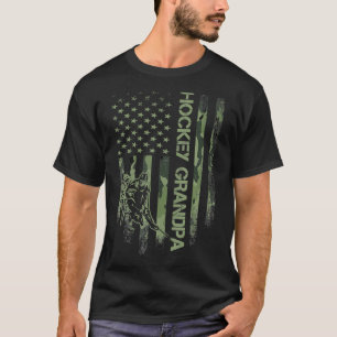 T-shirt Drapeau Camo Américain vintage Fier Hockey Grandpa