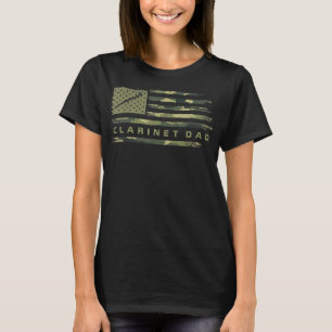 T-shirt Drapeau Camo USA Clarinet Papa Clarinetist Silhoue