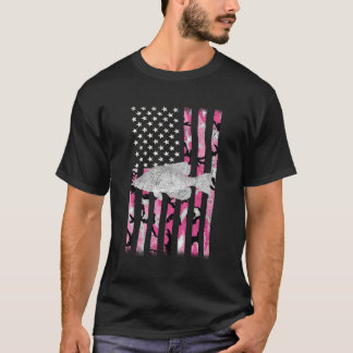 T-shirt Drapeau Camouflage rose Crappie Chemise de pêche L