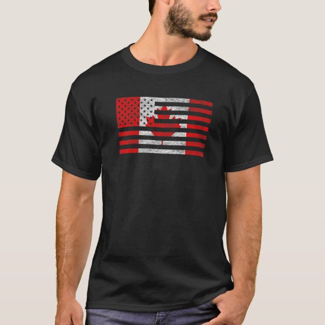 T-shirt Drapeau Canada États-Unis Drapeau canadien américa (Devant)