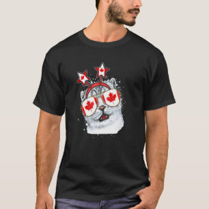 T-shirt Drapeau Canada Pays Canadien Chat Lunettes De Sole