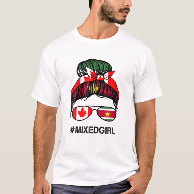 T-shirt Drapeau Canada Suriname Canadien Surinamese Messy  (Devant)