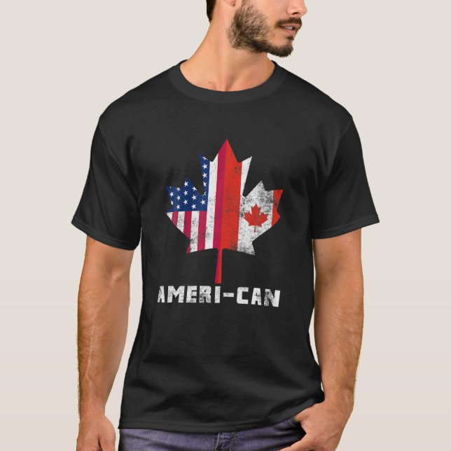 T-shirt Drapeau canadien américain Amérique Canada Patriot (Devant)