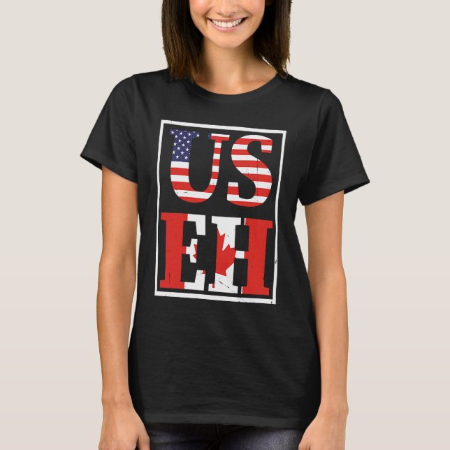 T-shirt Drapeau canadien américain de la feuille d'érable  (Devant)