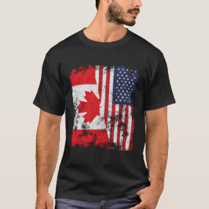 T-shirt Drapeau canadien américain en détresse - demi-amér
