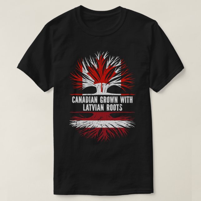 T-shirt Drapeau canadien avec racines lettones Canada (Design devant)