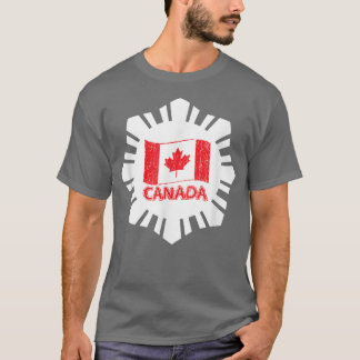 T-shirt Drapeau canadien canadien avec flacon de neige bla