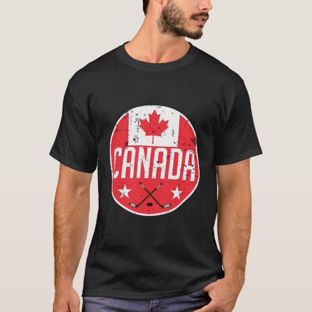 T-shirt Drapeau canadien de hockey sur glace Jersey Suppor (Devant)