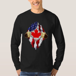 T-shirt Drapeau canadien de sang en moi Canada américain